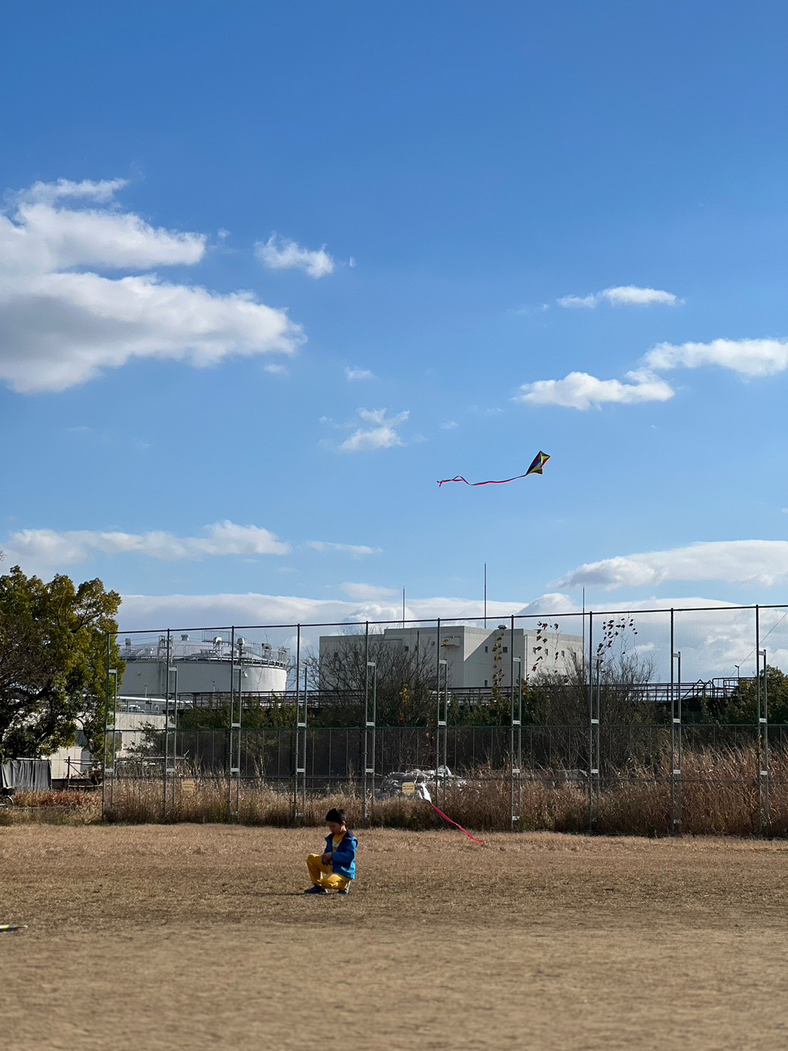 凧揚げをして遊ぶ放課後等デイサービスの子供